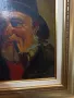 Стара картина Старецът с лулата -масло върху фазер подписана ,рамката е добавена от нас (пластика ),, снимка 3