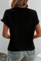 Дамска блуза в черно, с къс ръкав и ефектна текстура, снимка 4