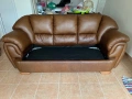 Кожен диван с разтегателно двойно легло с матрак, снимка 4