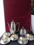 Посребрен комлект за кафе-каничка, захарница, и чашки за кафе/чаша ,сребро, кана/, снимка 2