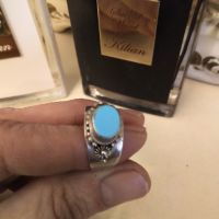 Авторски ретро сребърен пръстен с ларимар , снимка 1 - Пръстени - 45134175
