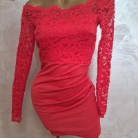 Страхотна  червена рокля С, снимка 1 - Рокли - 45263870