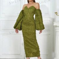 Дълга зелена рокля, снимка 1 - Рокли - 45284113