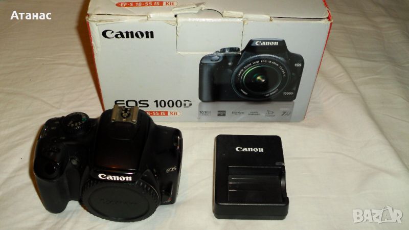 Фотоапарат DSLR Canon EOS 1000D / EF-S 18-55 IS . 50мм /1.8 . EF-S 35-80mm /​, снимка 1