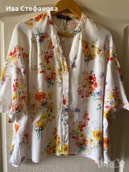 Разкошна нова one size овърсайз  Мароко елегантна риза zara Zara Зара цветя 100 % вискоза , снимка 1
