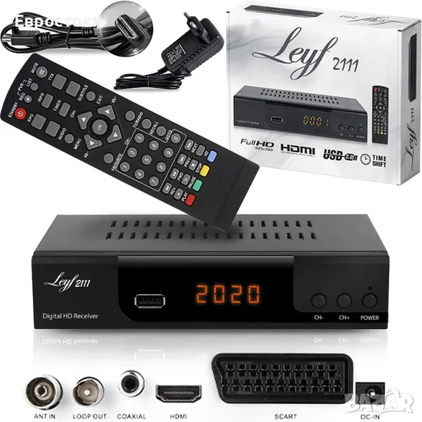 Hd-line LEYF2111 - DVB T2 цифров наземен декодер, ТВ приемник, Full HD 1080p, снимка 1