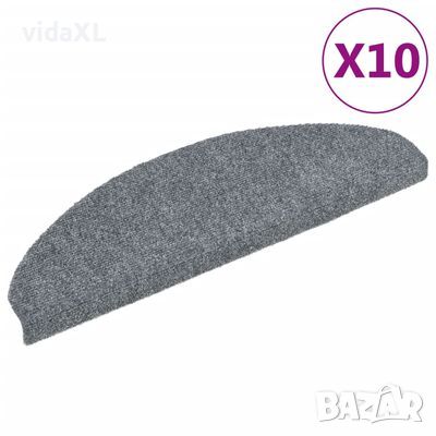 vidaXL Самозалепващи стелки за стъпала, 10 бр, светлосиви, 65x21x4 см（SKU:149705, снимка 1