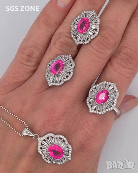 Нежни сребърни обеци с розов топаз от Тайланд, снимка 1