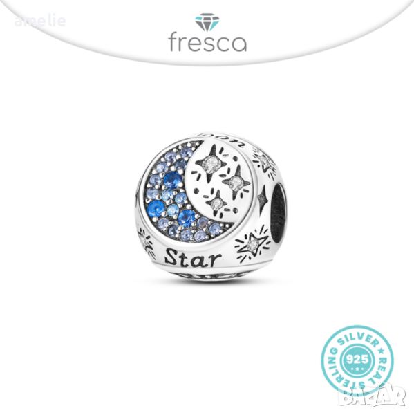 Талисман Fresca по модел тип Pandora Пандора сребро 925 Star and Sun. Колекция Amélie, снимка 1