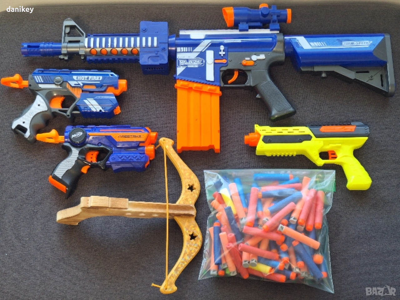 Пистолети, пушка и арбалет тип Нърф + патрони, снимка 1