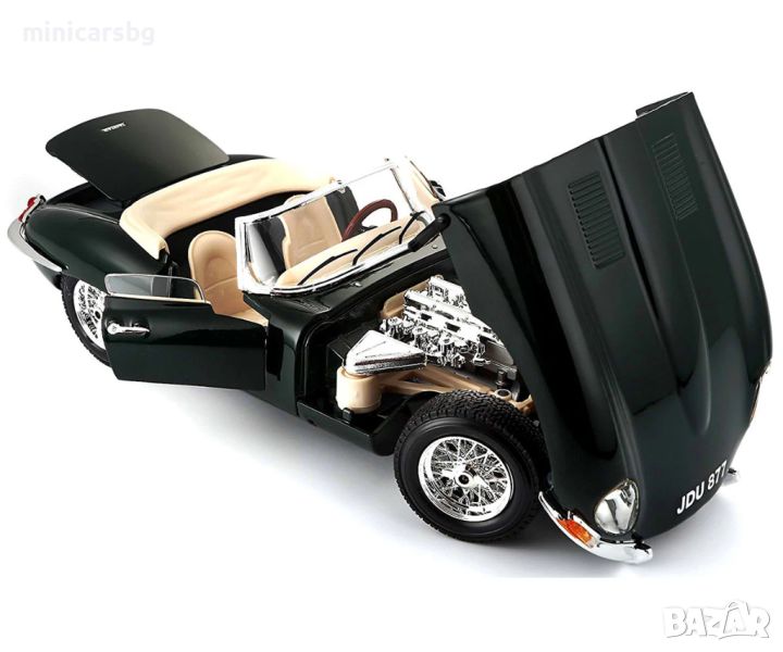 1:18 Метални колички: Jaguar'E'Cabrio 1961 - Bburago Gold, снимка 1