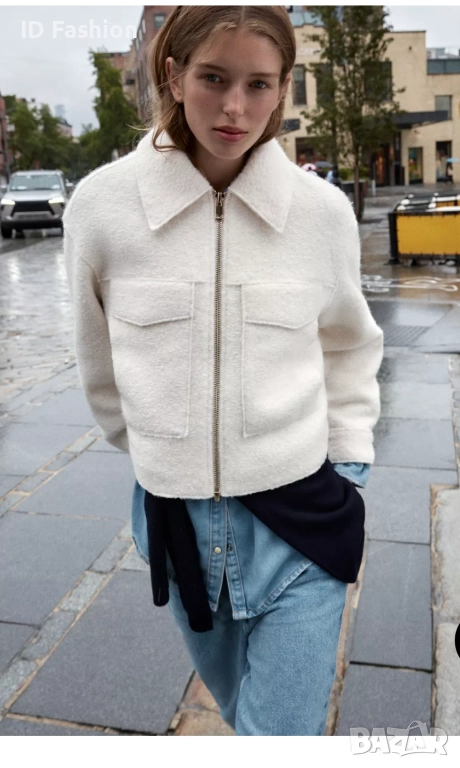 Бяло палто от букле на Zara, XS, снимка 1