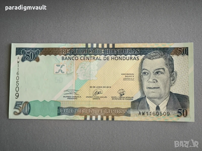 Банкнота - Хондурас - 50 лемпира UNC | 2019г., снимка 1