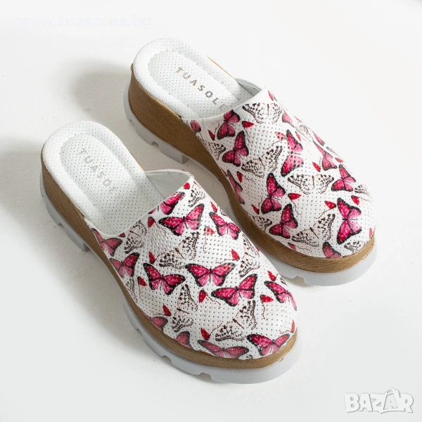 Анатомични чехли на платформа от естествена кожа | Марка Tuasolea, снимка 1