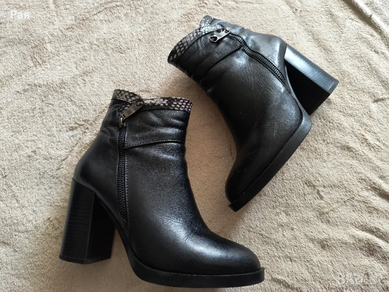 Кожени боти в черно , снимка 1