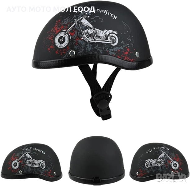  Каска за мотор тип канче - Черен Мат/Гланц., снимка 1