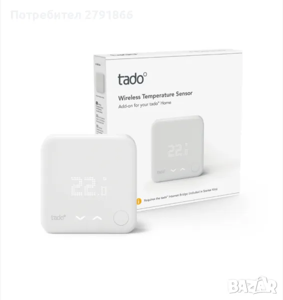 tado° безжичен температурен сензор - Wifi допълнителен продукт за интелигентен радиаторен термостат, снимка 1