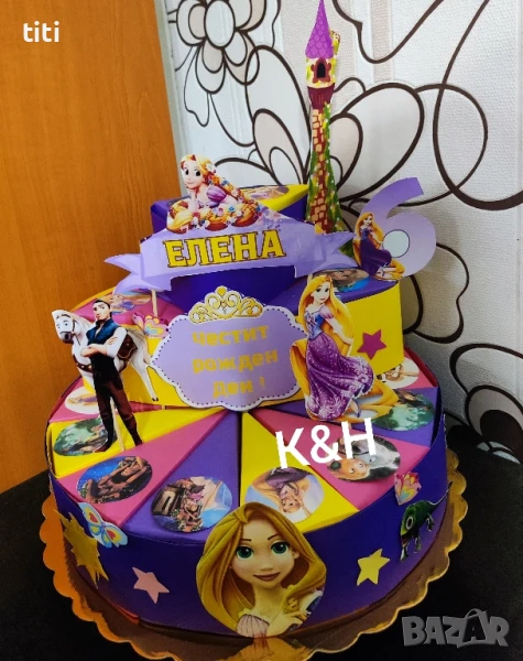 Картонена торта Рапунцел , снимка 1