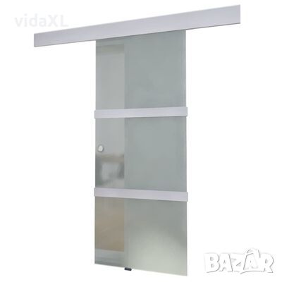 vidaXL Плъзгаща врата, алуминий и стъкло, 178 см, сребриста, снимка 1