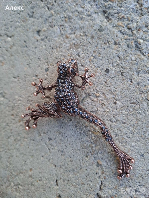 Разкошна брошка с камъни–жабка, снимка 1