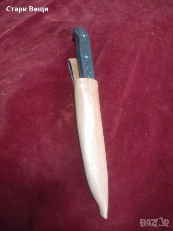 Стар нож с кожена кания, снимка 1