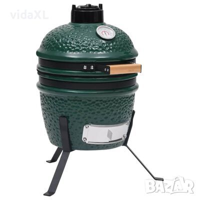 vidaXL 2-в-1 Камадо барбекю грил опушвач, керамично, 56 см, зелено（SKU:316094, снимка 1