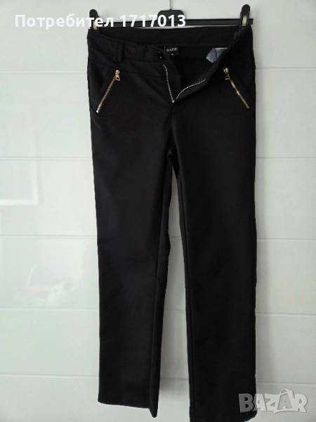 Дамски черен панталон с елегантна кройка, снимка 1