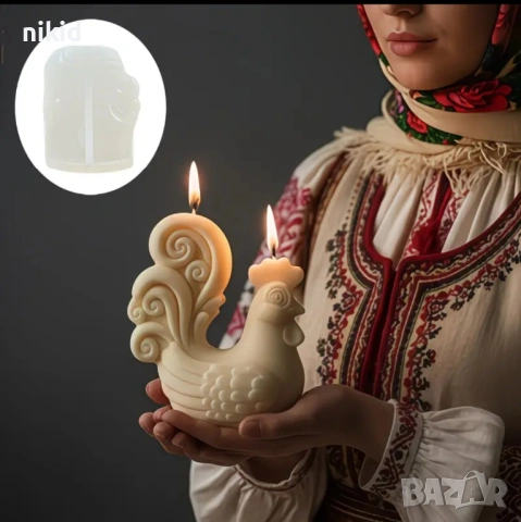 3D Голямо петле петел кокошка силиконов молд форма фондан шоколад гипс смола свещ, снимка 3 - Форми - 54060494