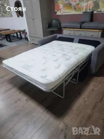 Сив диван от плат с функция сън, снимка 2 - Дивани и мека мебел - 50886773