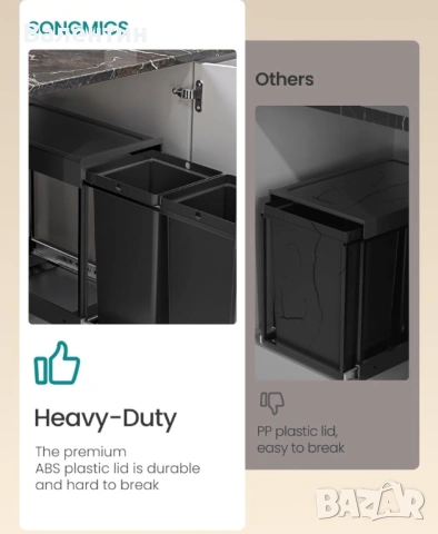 Кухненски кош за вграждане SONGMICS, снимка 6 - Други - 53401519
