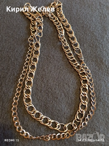 Метално колие двоина плетка стилен дизайн перфектно състояние 51806, снимка 6 - Колиета, медальони, синджири - 53475598