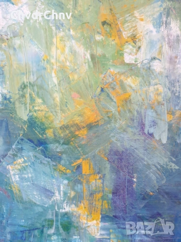 Цвятко Цветков 80см/голяма абстрактна българска картина масло върху платно/ексресионизъм, снимка 3 - Картини - 51454094