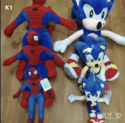 Плюшени играчки Соник/Спайдърмен, плюшена играчка Sonic/Spiderman, снимка 1 - Плюшени играчки - 49039966