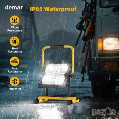 Соларна LED акумулаторна работна лампа Sararoom, 100W, 5 режима, сгъваема дръжка, IP65, снимка 6 - Соларни лампи - 51405314