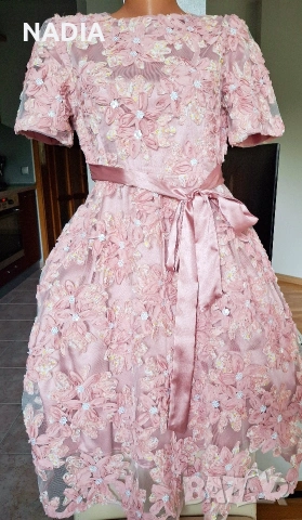 Рокля розов тюл и сатен, снимка 3 - Рокли - 54198116