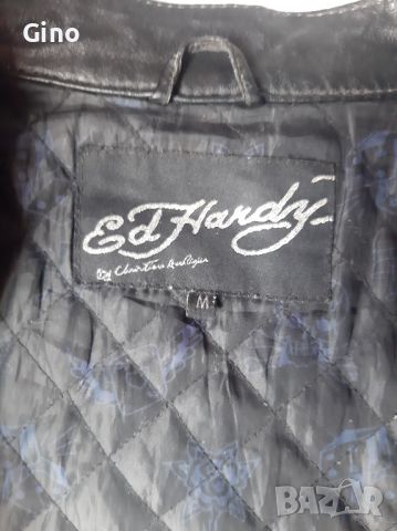 Ed Hardy motto biker leather jacket M, снимка 6 - Сака - 45323618