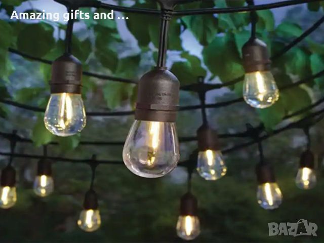 Градински гирлянд ,светеща верига 10 LED Е27 10м, снимка 6 - Външни лампи - 45654590