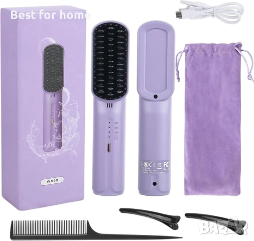 ‎elthmpr Безжична четка за изправяне на коса  с 3 нива на нагряване, отрицателни йони