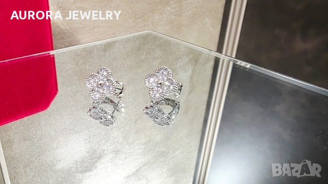 Van Cleef & Arpels VCA Silver Diamond Vintage Alhambra Clips Дамски Обеци, снимка 3 - Обеци - 53890886