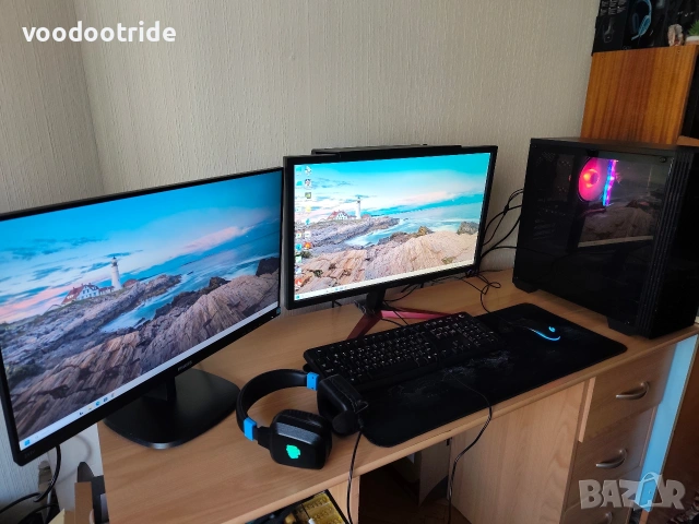 Компютър CPU 2600, 16RAM, 750 SSD, 1TB HDD, RTX 2060, 2xМонитора, KB/M