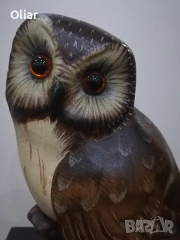 Дървена скулптура на бухал., снимка 3 - Антикварни и старинни предмети - 50293197