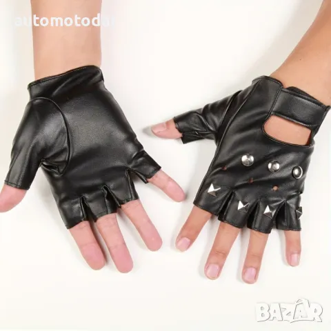 Кожени мото ръкавици без пръсти, снимка 2 - Аксесоари и консумативи - 49850466