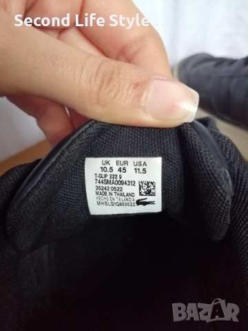 Номер 45 оригинални мъжки маратонки Lacoste, Естествена кожа, Черни, снимка 9 - Маратонки - 52877873