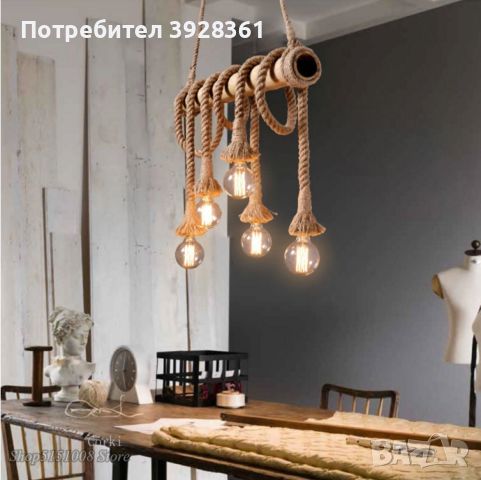 Бамбукова електрическа висяща лампа, снимка 3 - Лампи за таван - 45853791