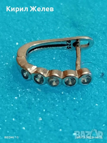 Красива сребърна обеца с инкрустиран цирконий 52480, снимка 4 - Обеци - 52692629