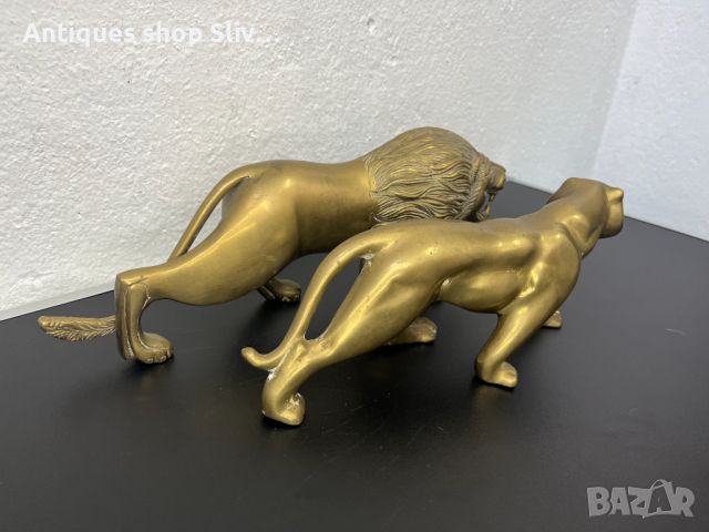 Големи бронзови фигури на лъв и лъвица / прайд. №5359, снимка 8 - Антикварни и старинни предмети - 45669681