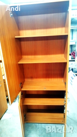 Двукрил гардероб с четири врати - Офис шкаф с рафтове 80/35/200 см, снимка 3 - Шкафове и рафтове - 53574879