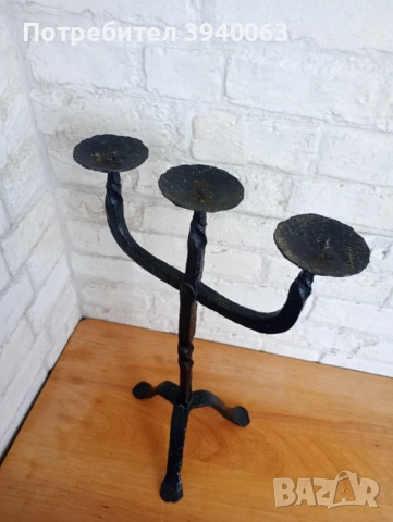 Стар свещник ковано желязо, снимка 5 - Други ценни предмети - 52889194