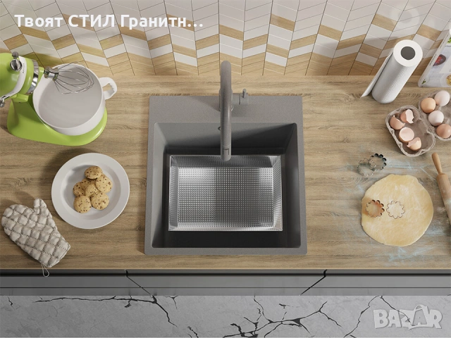 СИВ КУХНЕНСКИ КОМПЛЕКТ XXL – ВСИЧКО В СИВО ❗ Мивка + смесител + аксесоари | ХИТ ОФЕРТА, снимка 6 - Мивки - 53269430