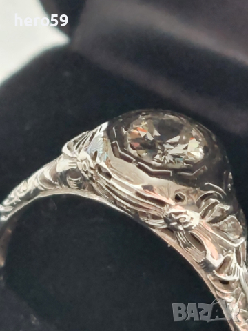 Златен пръстен 18к с Брилянт 0.8 карата(артдеко), снимка 3 - Пръстени - 44958165
